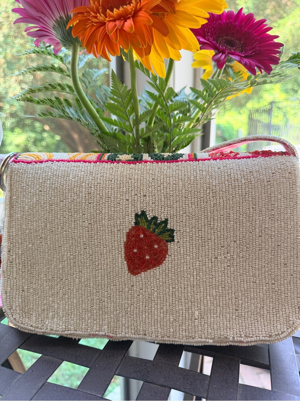 Viral Beaded Farmers Market TJ Maxx Bag NWT!  Pink Gingham Strap and charm - Picture 4 of 8